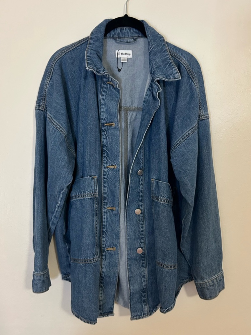 The Drop Women's Blue Denim Button-Down Shirt Heavyweight